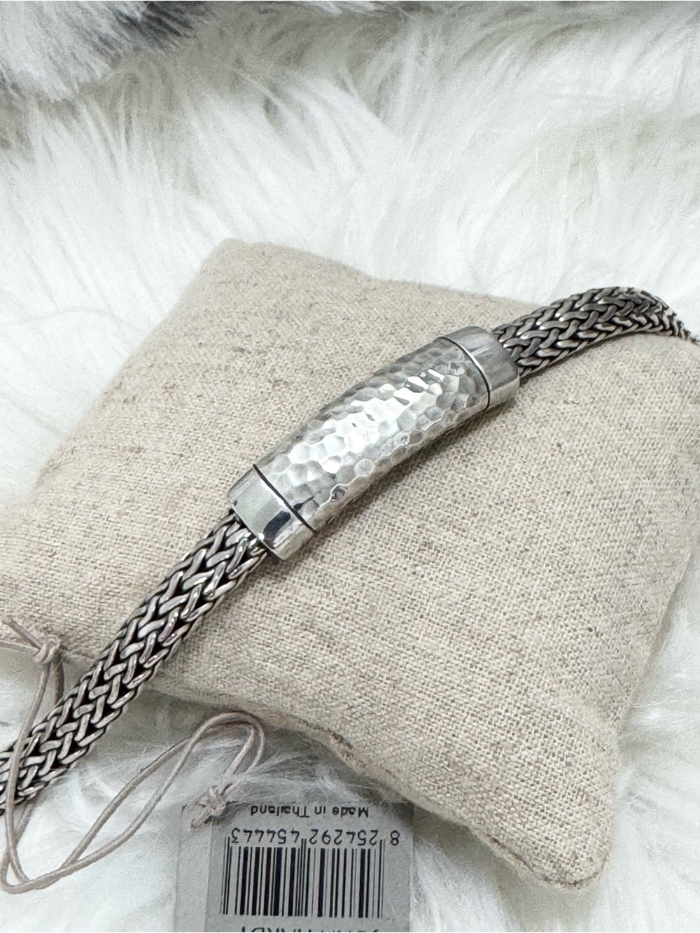 NEW $1195 John Hardy 7.5mm Chain Collection .925 Hammered Station Bracelet Sz L - Picture 4 of 11